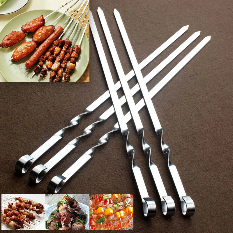 Afralia™ Stainless Steel BBQ Skewers Set for Outdoor Picnic and Churrasqueira