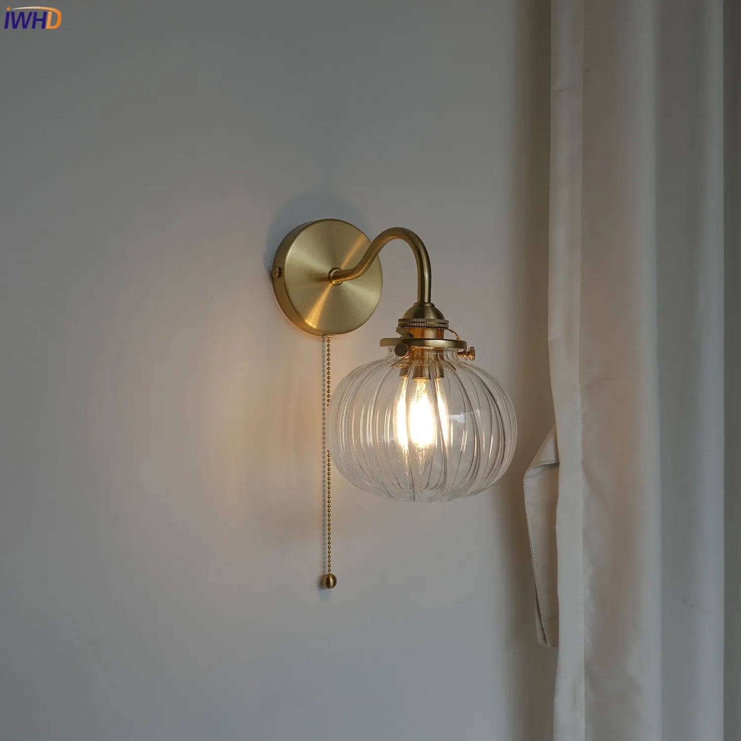Afralia™ Copper Glass Ball LED Wall Sconce Light - Modern Nordic Plug In Switch Bedroom Bathroom Fixture