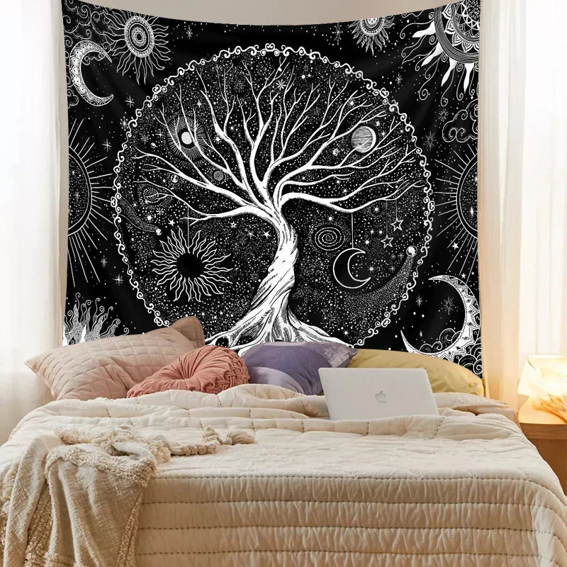 Afralia™ Starry Tree of Life Tapestry for Bedroom, Living Room & Dorm