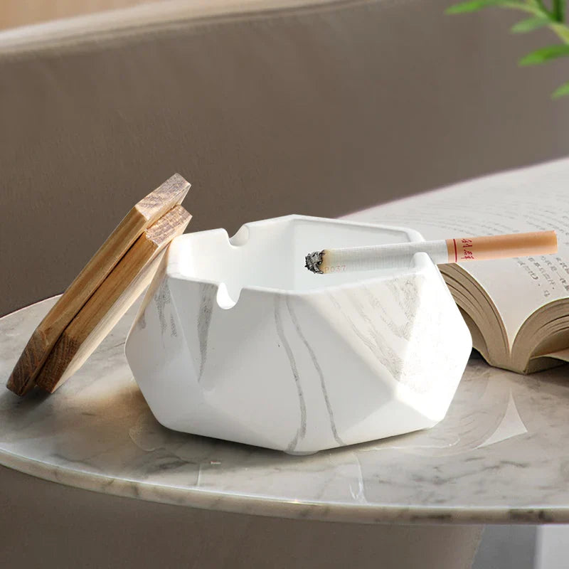 Afralia™ Resin Portable Ashtray with Lid - Indoor Outdoor Smokeless Ashtray Holder Home Decor