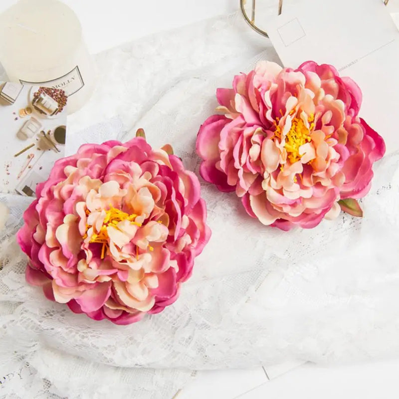 Afralia™ Pink Peony Silk Flower Head for Wedding Decor and Home DIY