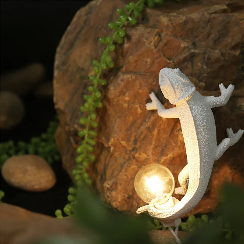 Afralia™ Chameleon Resin Lizard Night Light Wall Lamp for Modern Home Decor