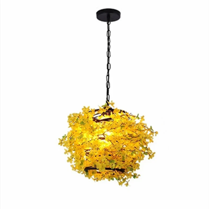 Afralia™ Nordic Spiral Winter Jasmine Chandelier Wrought Iron Pendant Lamp for Home Improvement