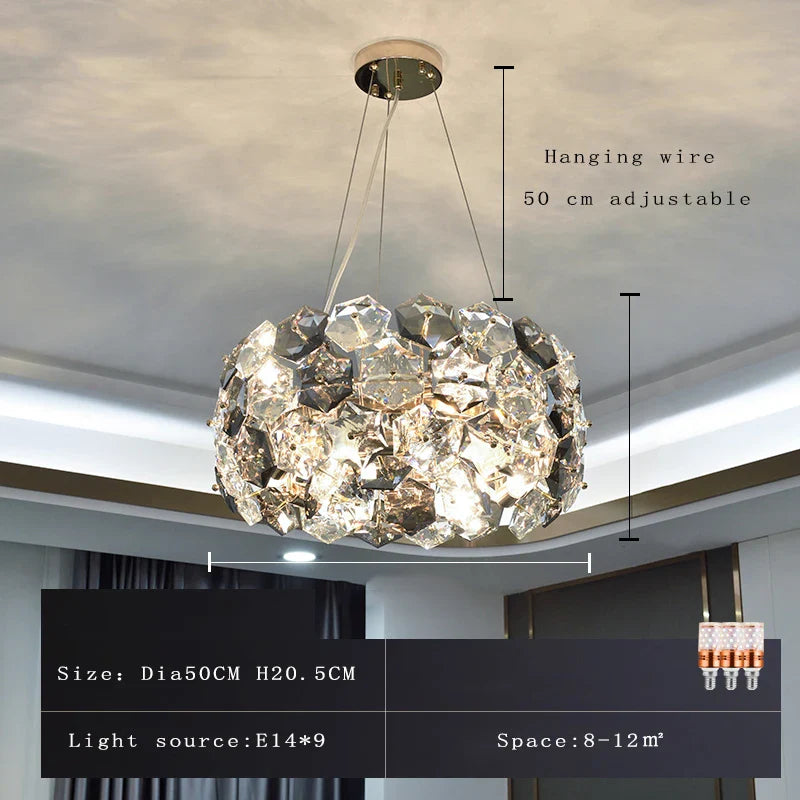Afralia™ Crystal Wrought Iron Chandelier: Creative Dining & Living Room Suspension Light