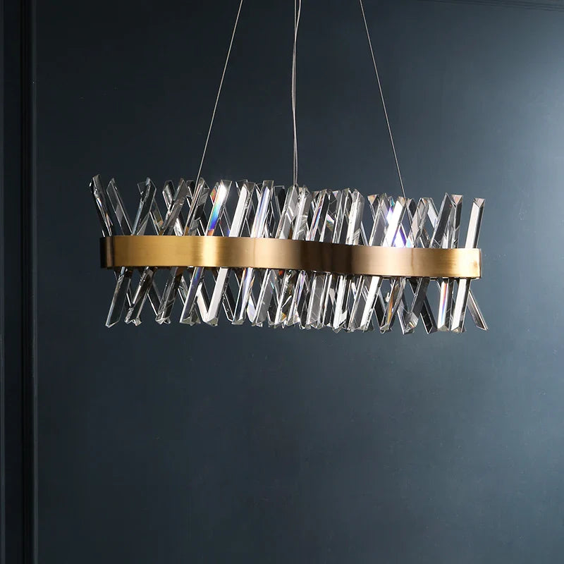 Afralia™ Gold Crystal LED Chandelier for Dinning Room