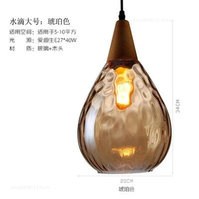 Afralia™ Nordic Water Grain Glass Pendant Lights for Living Room, Kitchen, Restaurant, Bar - Retro Simple Hanging Lamps