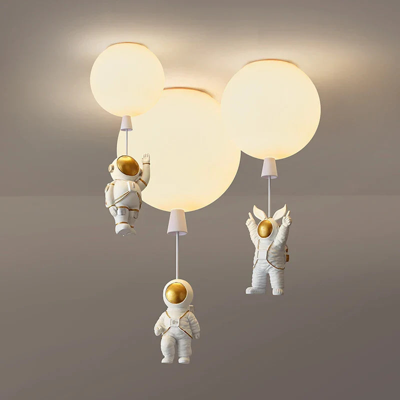 Afralia™ Astronaut Balloon LED Pendant Light for Children's Nursery Room