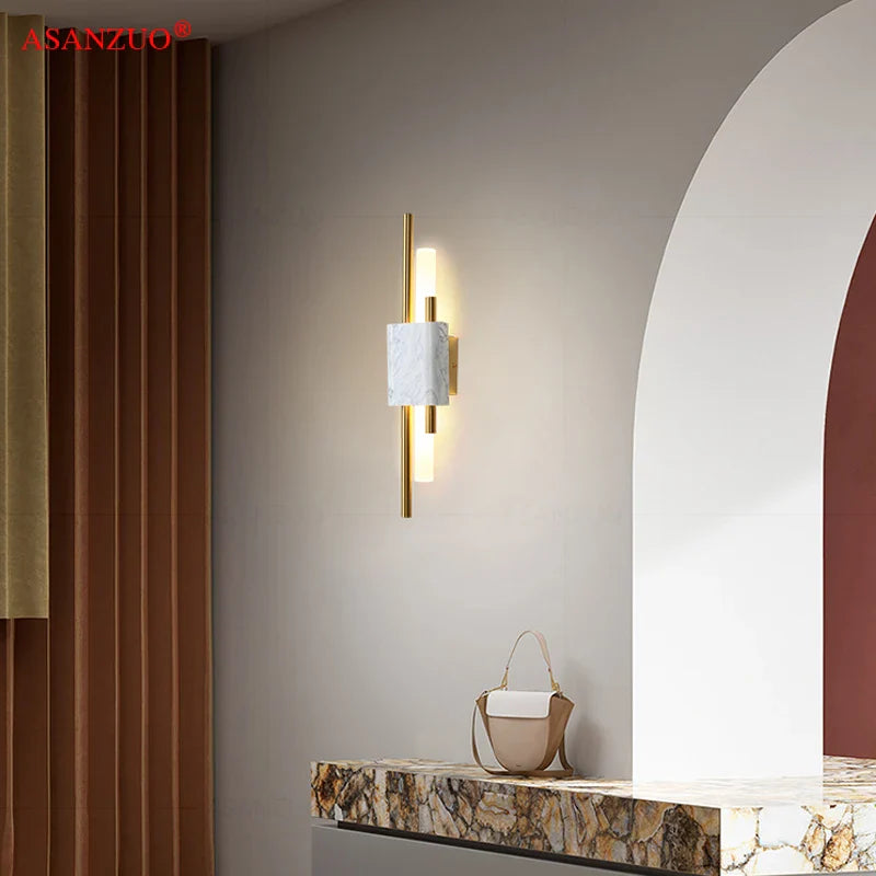 Afralia™ Minimalist Marble Wall Lamp for Living Room and Bedroom