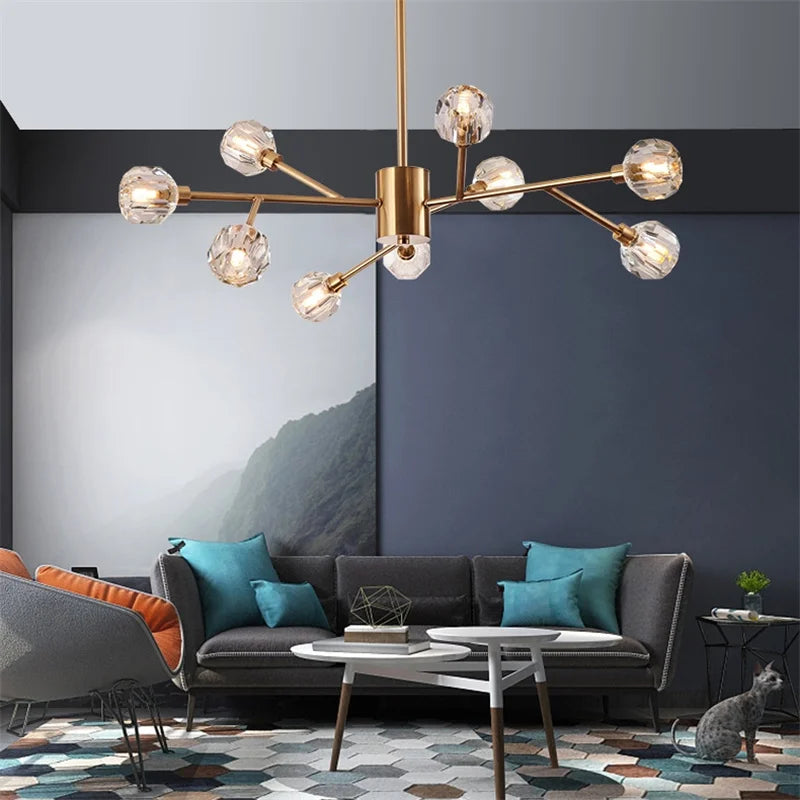 Afralia™ Crystal LED Chandelier: Modern Nordic Design Copper Ceiling Light Fixture