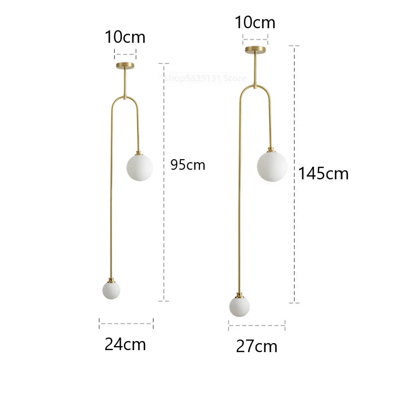 Afralia™ Glass Ball Pendant Lights with U-Shaped Metal Rod - Nordic Modern Design