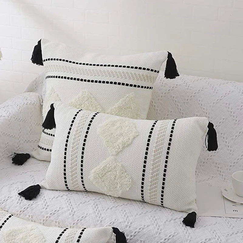 Afralia™ Tufted Tassel Cushion Cover Set for Stylish Home Décor