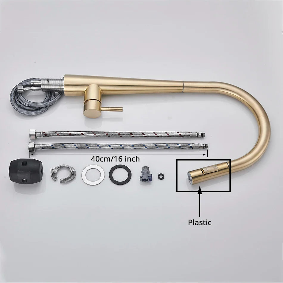 Afralia™ Gold Swivel Kitchen Faucet with Pull Down Sprayer