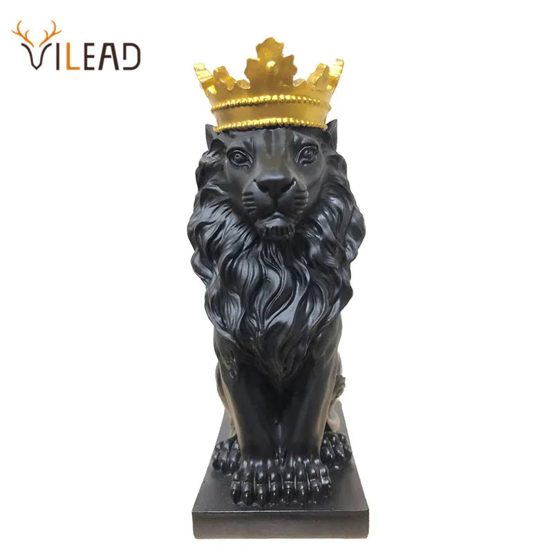 Afralia™ Golden Crown Lion King Statue 17cm Height Nordic Handicraft Home Office Decor