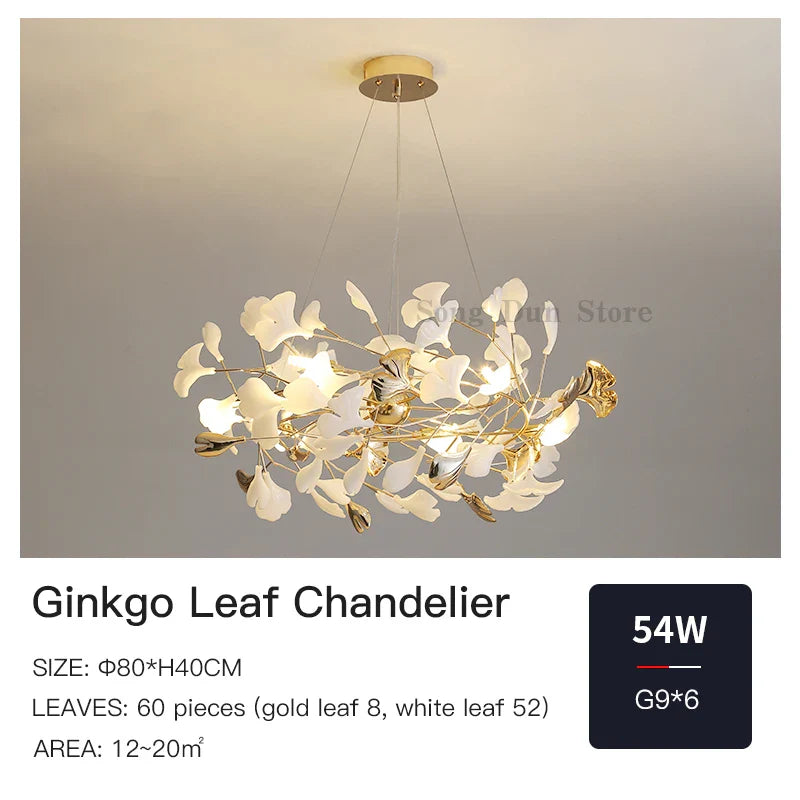 Afralia™ Ginkgo Leaf Decor Chandelier - Nordic Fine Flower Art Light for Living Room