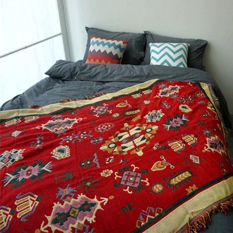 Afralia™ Boho Jacquard Knitted Double-Sided Throw Blanket