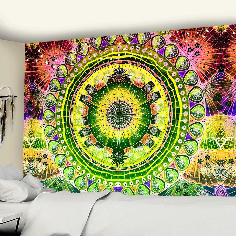 Afralia™ Grey Mandala Carpet Tapestry Wall Hanging Decor Hippie Yoga Mat Tapestries