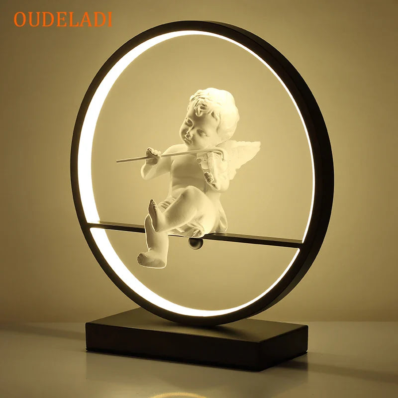 Afralia™ Angel Doll Bird Table Lamp: Romantic LED Lighting for Home Decor