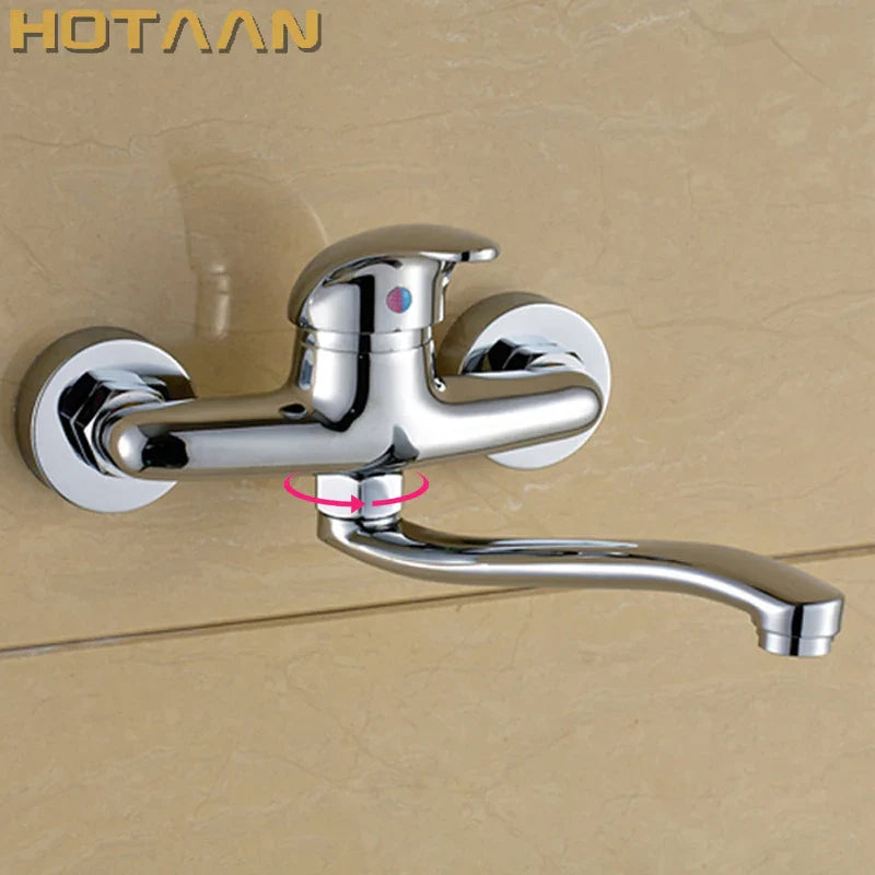 Afralia™ Brass Chrome Dual Hole Kitchen Tap Mixer Faucet for Sink