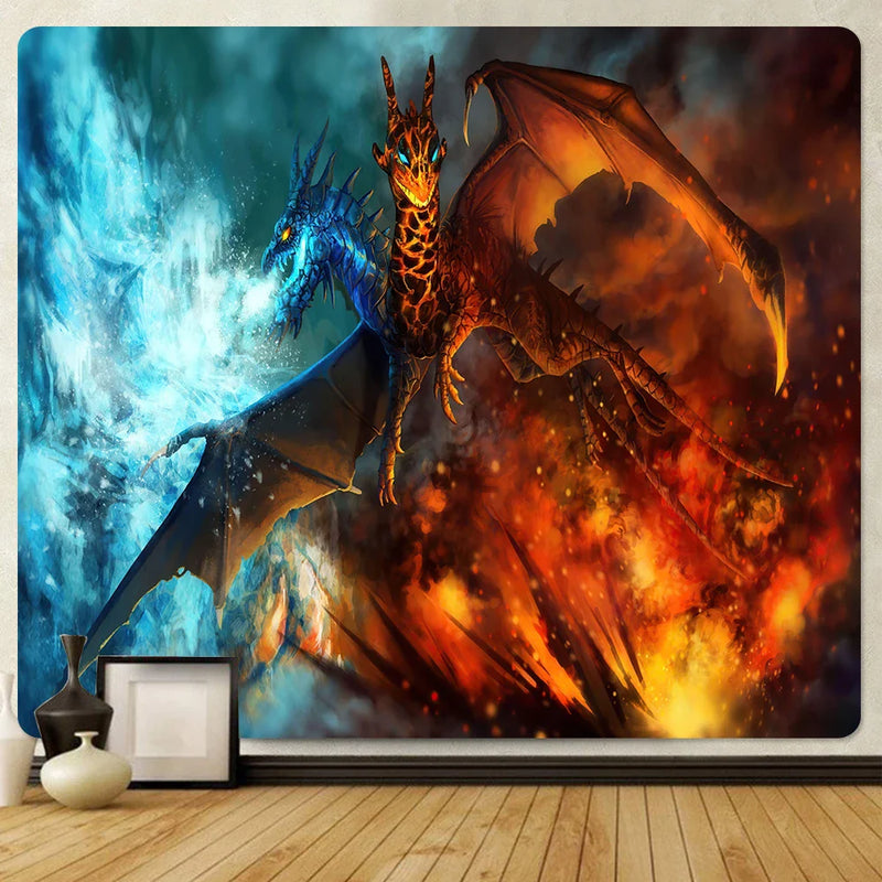 Afralia™ Dragon Psychedelic Art Tapestry for Home Decoration and Sofa Blanket