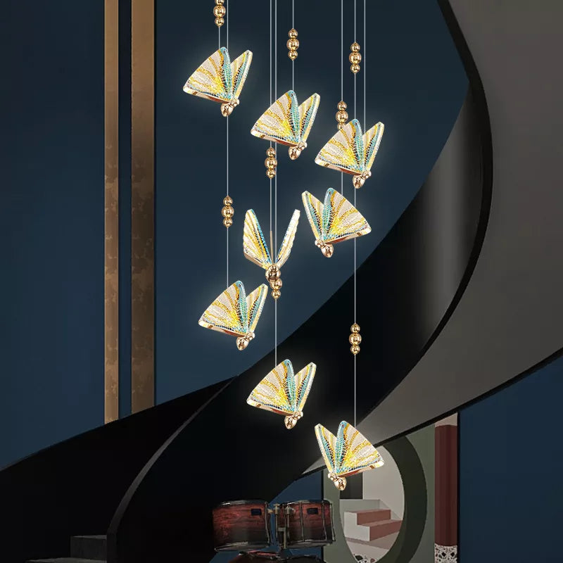 Afralia™ Butterfly Stairs Bar Hanging Wire Pendant Light