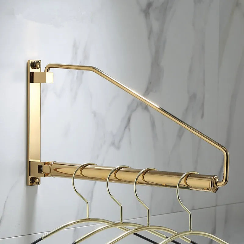 Afralia™ Brass Gold Wall Clothing Hanger Holder Organizer Rack for Folding Drying