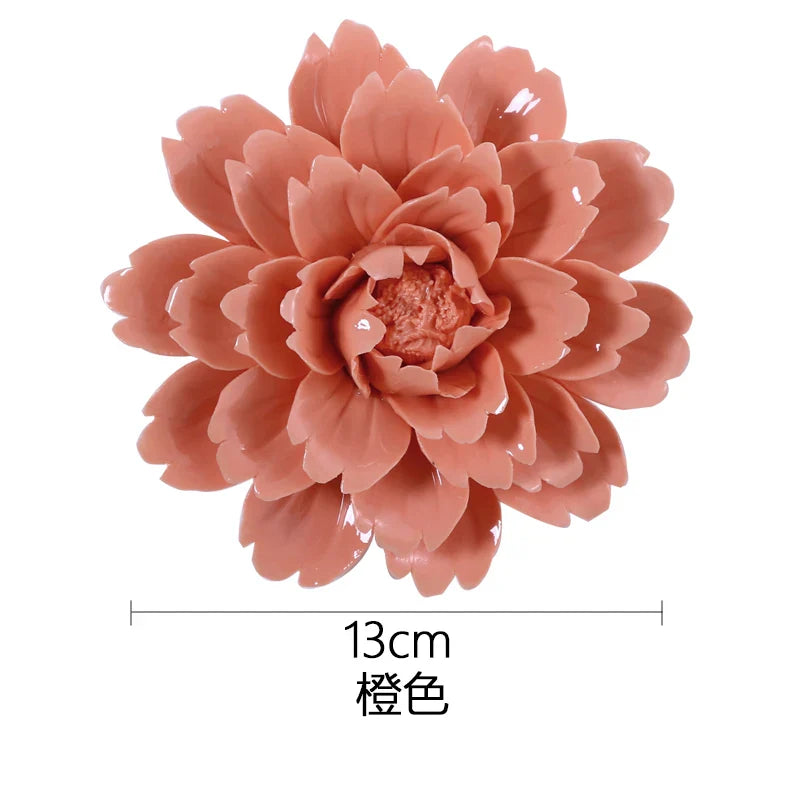 Afralia™ Ceramic Peony Wall Hanging Decoration - Handmade 3D Relief Craft