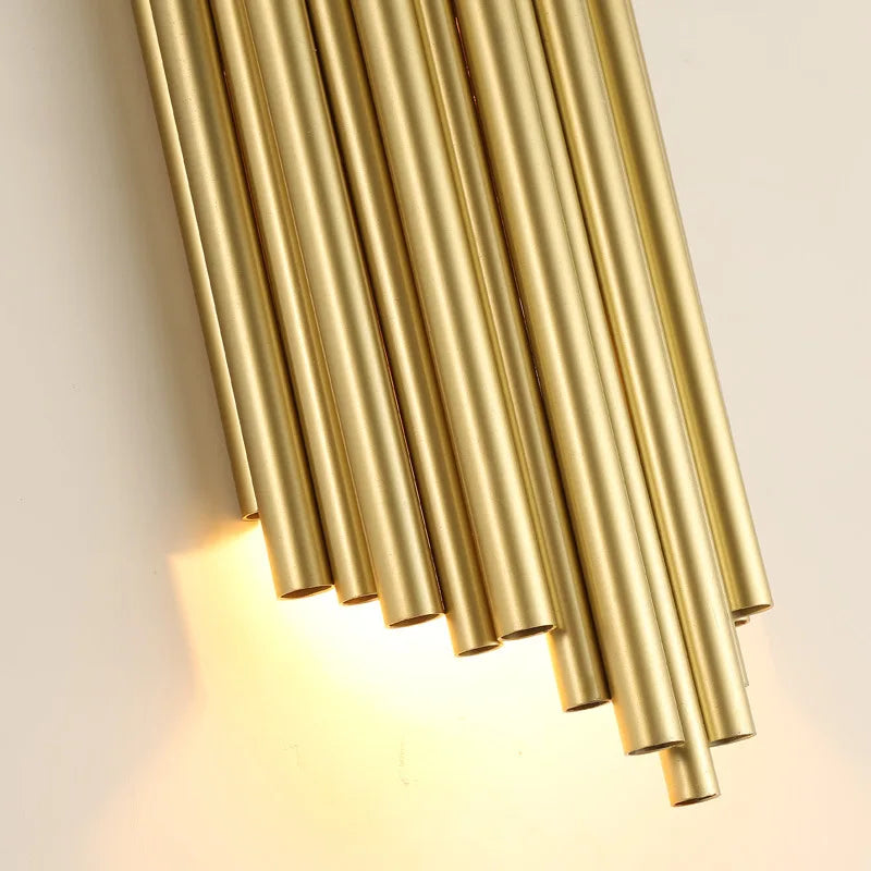 Afralia™ Golden LED Tube Wall Sconce Light for Living Room, Dining Hall, Stair Decor