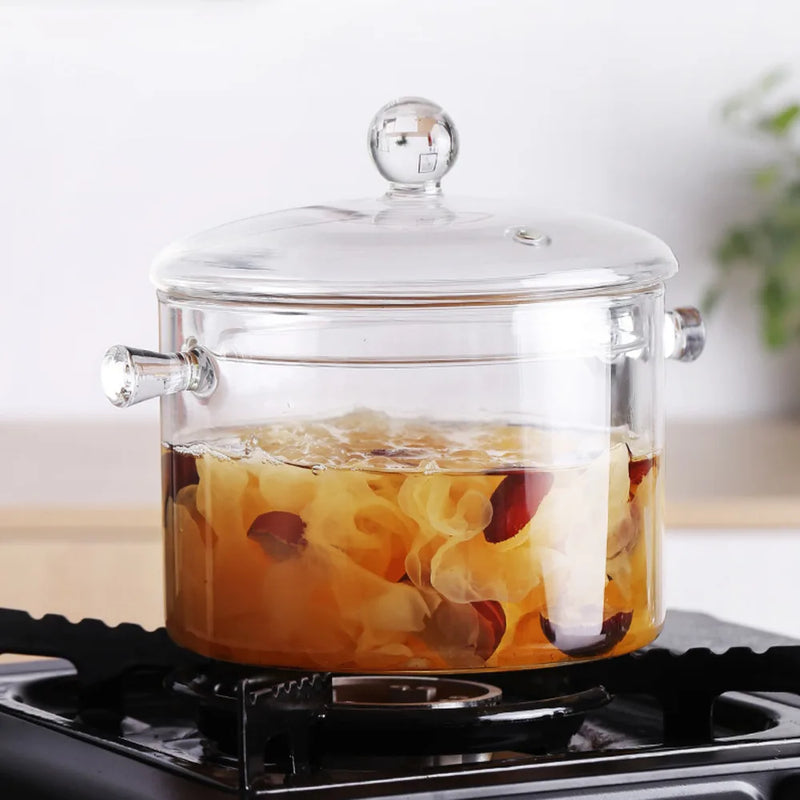 Afralia™ Glass Cooking Pot - Heat-Resistant Stove Pot for Boiling Water, Cooking Noodles, and Making Soup