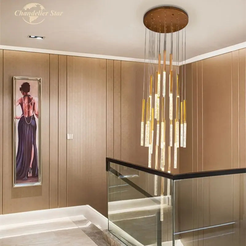 Afralia™ Modern Gold Bubble Crystal LED Chandelier for Bedroom Living Room Staircase
