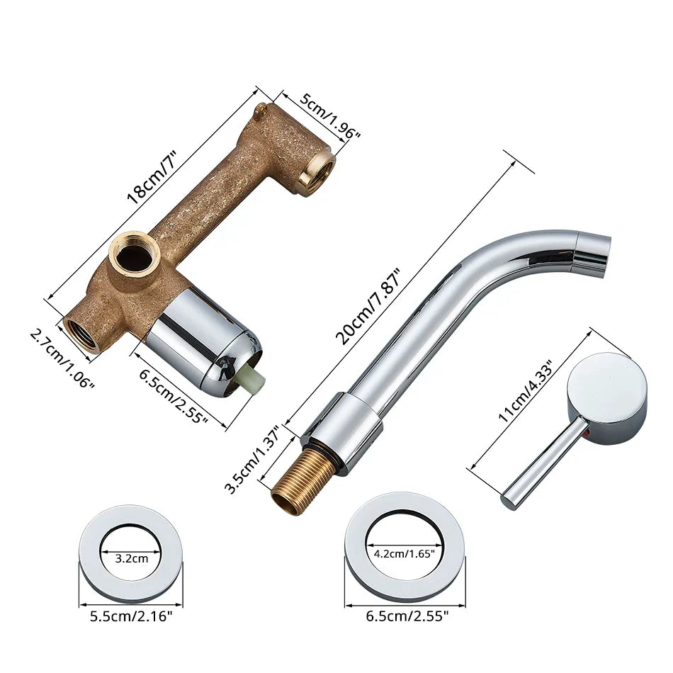 Afralia™ Brushed Gold/Black Wall Mounted Bathroom Basin Faucet - Hot/Cold Water Mixer