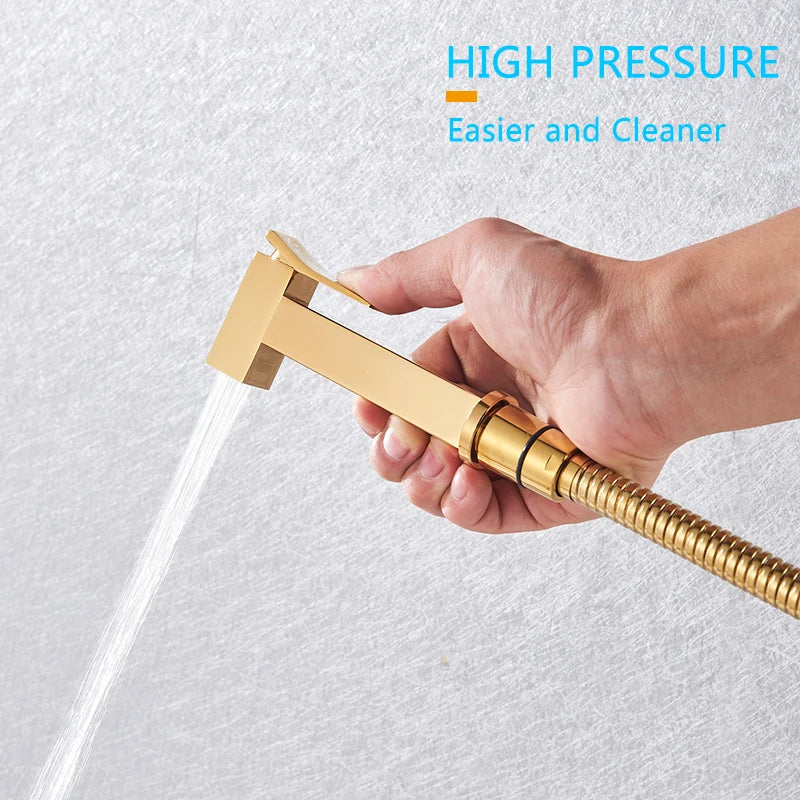 Afralia™ Rose Gold Bidet Faucet: High Pressure Toilet Washer, Wall Mounted Sprayer