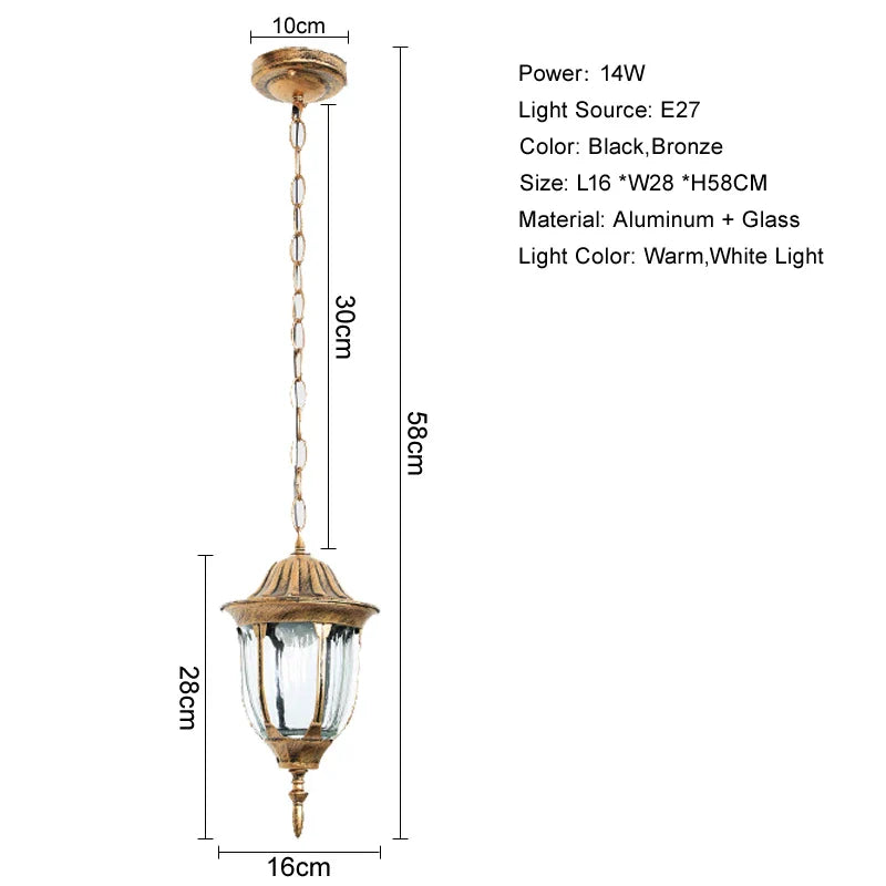 Afralia™ Waterproof Chandelier Outdoor Pendant Lighting Vineyard Decor for Balcony Villa