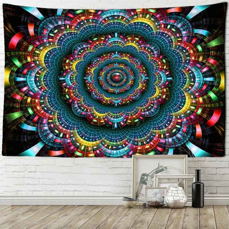 Afralia™ Psy Mandala Tapestry: Boho Room Decor & Camping Wall Hanging
