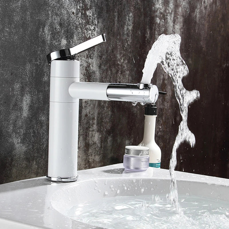 Afralia™ Brass Bathroom Faucet Vessel Sink Mixer - Swivel Spout Deck Mounted Vanity Tap - White/Black Color