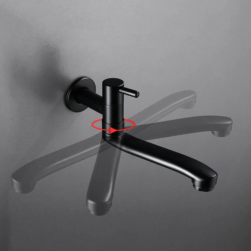 Afralia™ Black Stainless Steel Swivel Kitchen Faucet 360 Degree Rotation Wall Mounted