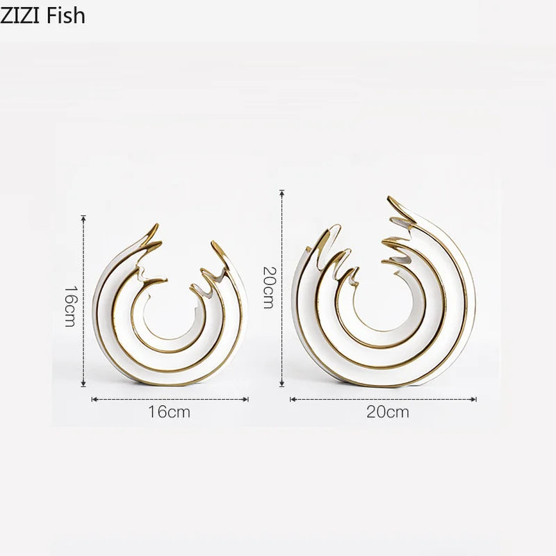 Afralia™ White Gold Ceramic Vase for Home Office Decor