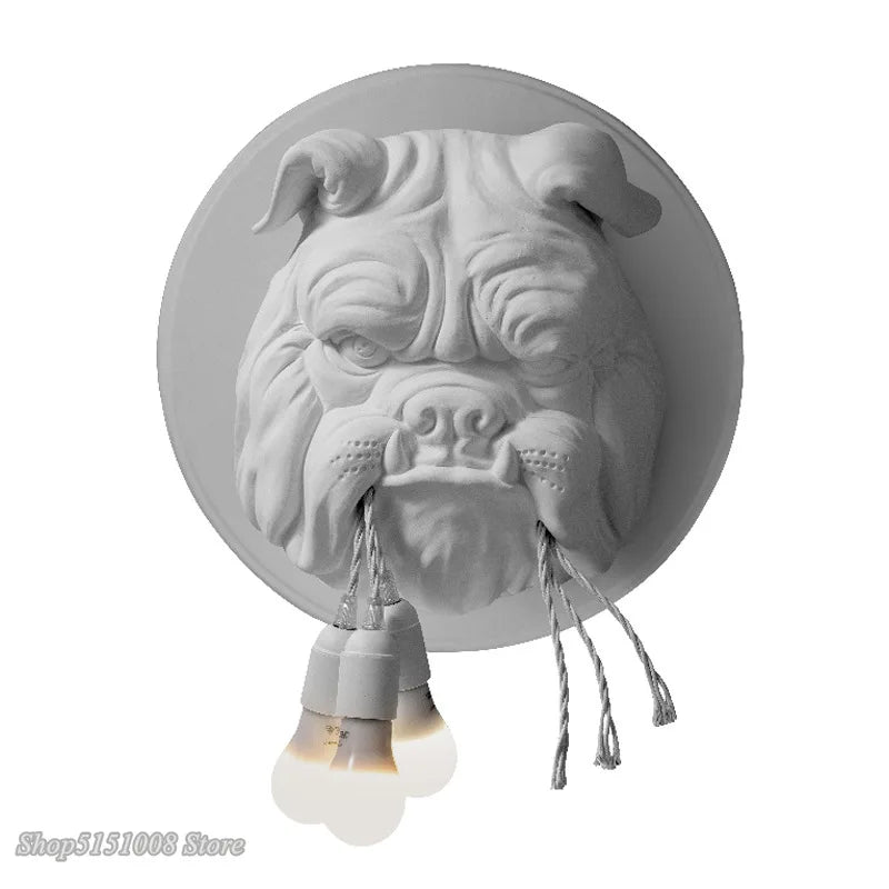 Afralia™ Bulldog Resin Wall Lamp: Nordic Animal LED Wall Sconce for Living Room, Bedroom, Study