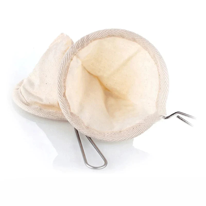 Afralia™ Flannel Cloth Tea Filter Bags Stainless Steel Handle Coffee Tool