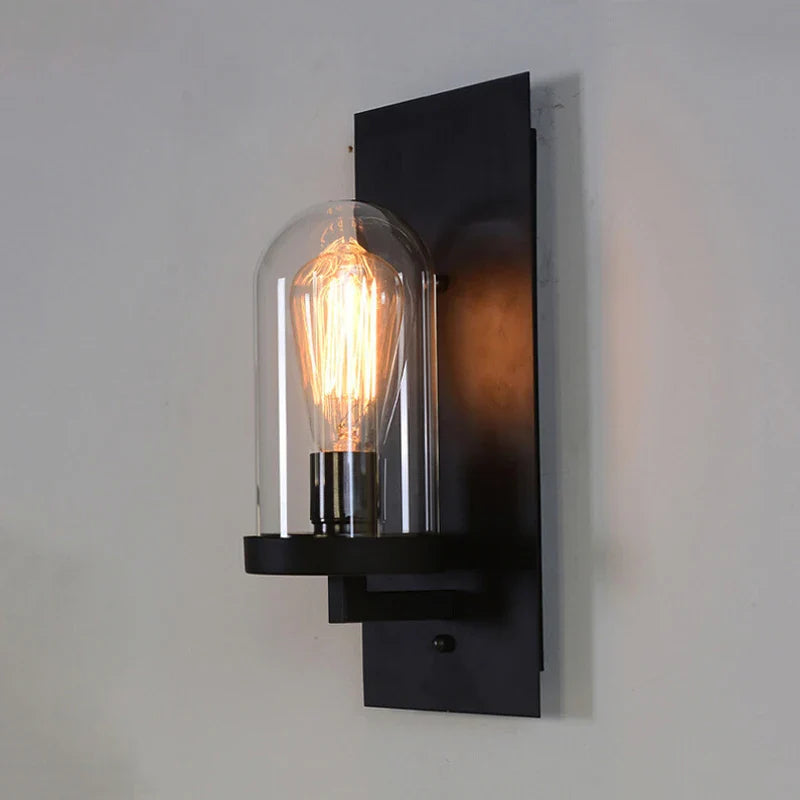 Afralia™ Vintage Glass Loft Wall Sconce for Living Room and Bedroom