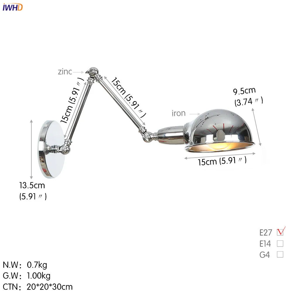 Afralia™ Loft Antique Edison 3-Head Black Wall Sconce Swing Arm Light