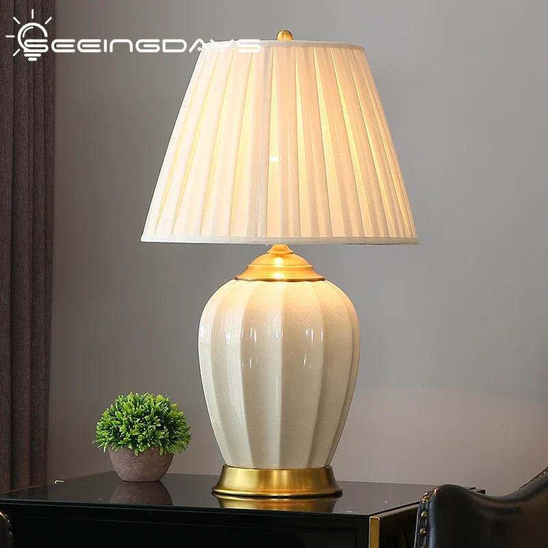 Afralia™ Ceramic Table Lamp: Chinese & European Style for Bedroom and Living Room