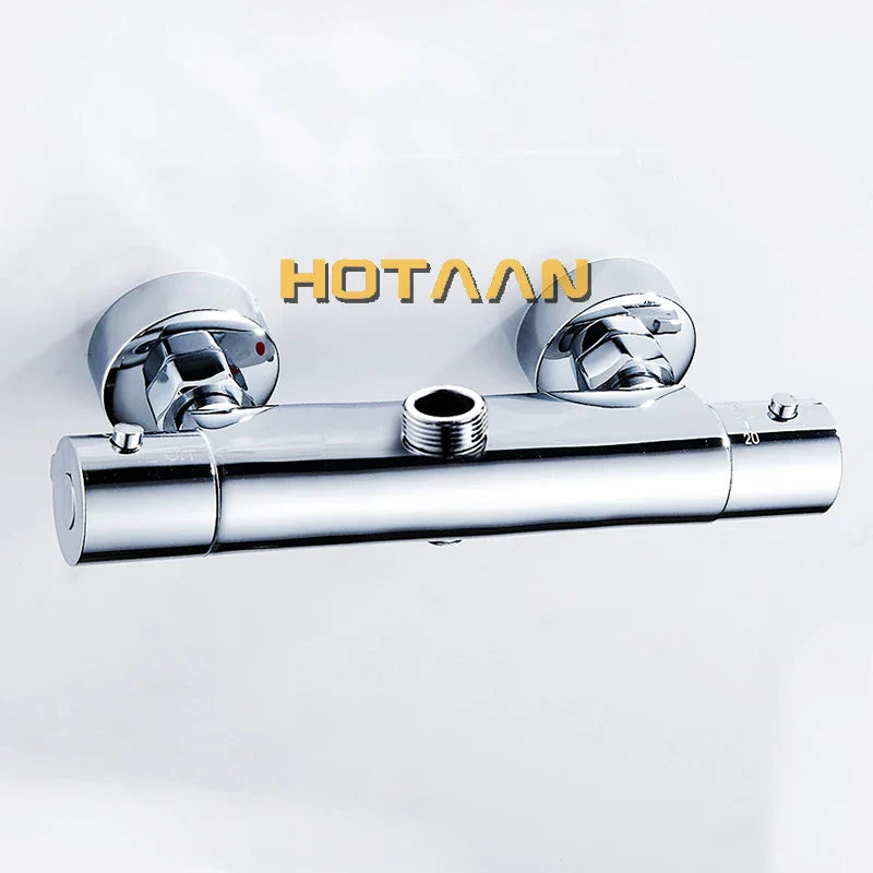 Afralia™ Chrome Thermostatic Shower Faucet with Intelligent Mixer Valve
