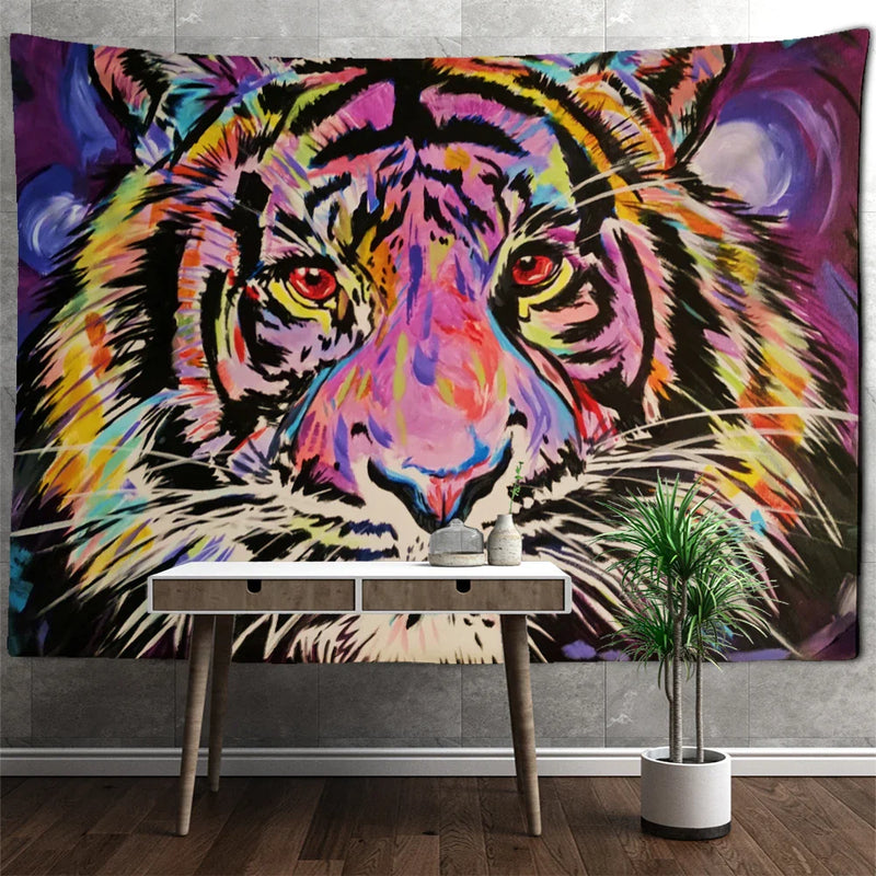 Colorful Lion Tapestry Wall Hanging Bohemian Style Hippie Afralia™ Home Decor