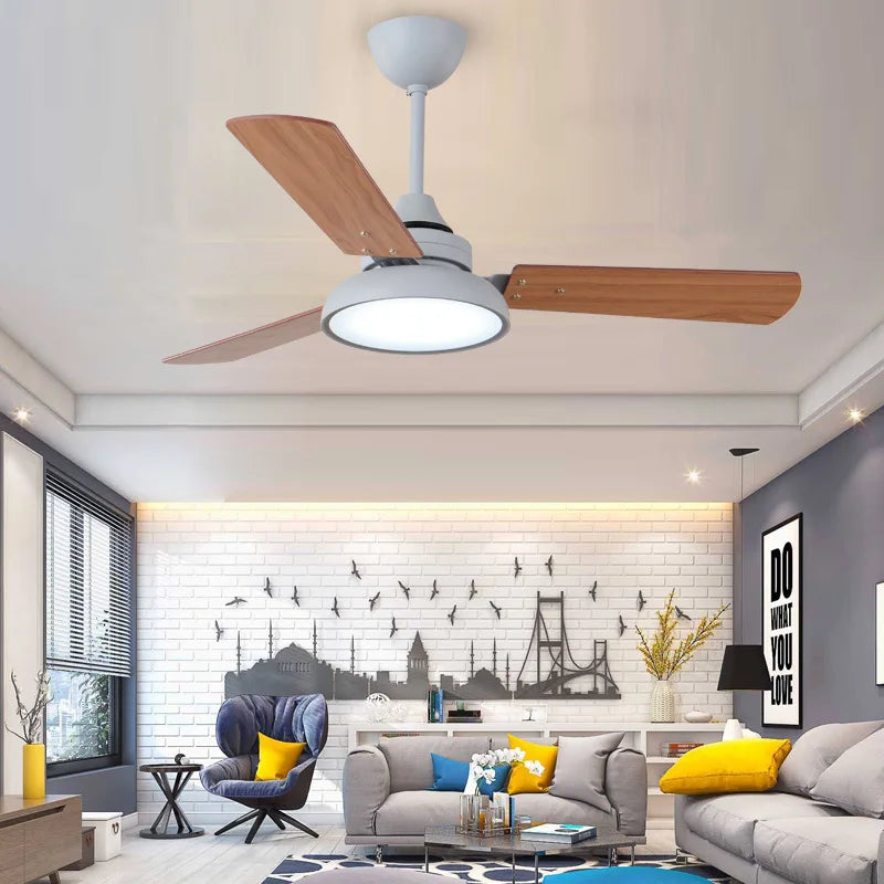 Afralia™ Wooden Ceiling Fans 42-48 inch with Lights & Remote, Industrial Design