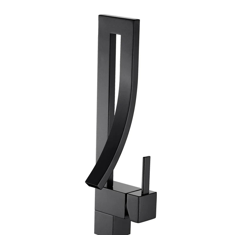 Afralia™ Luxury Brass Basin Faucet: Deck Mounted, Hot/Cold Mixer Tap in Black/Gold/Chrome/Nickel
