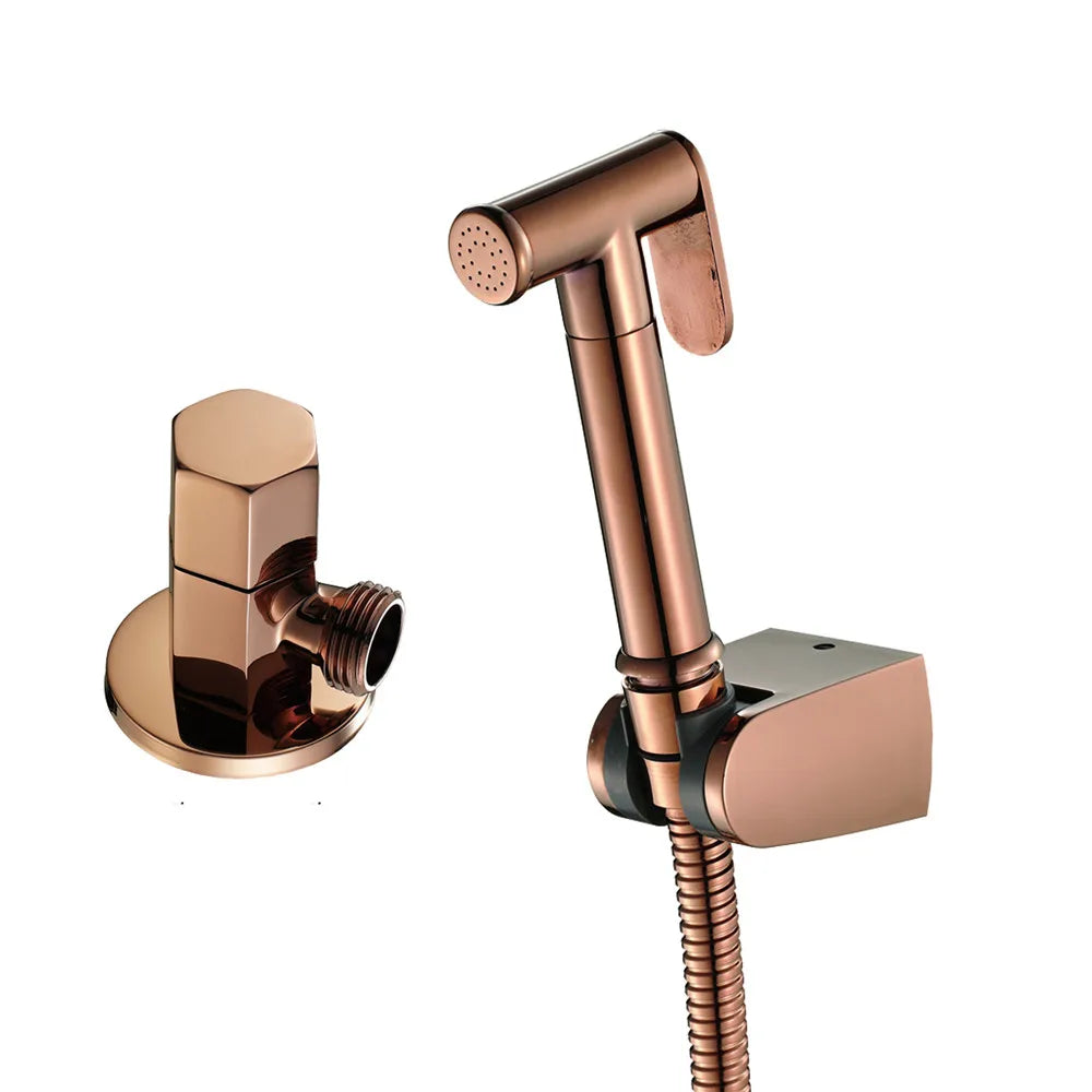 Afralia™ Brushed Gold Bidet Sprayer Kit with Copper Valve Set and Shattaf Shower Head