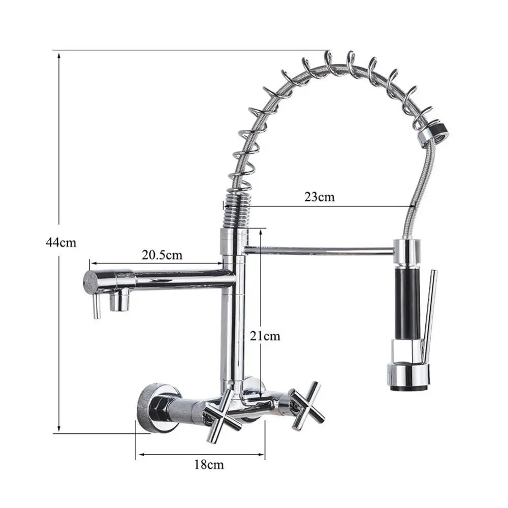 Afralia™ Spring Mounted Double Handle Kitchen Faucet with 2 Nozzles, Chrome Finish