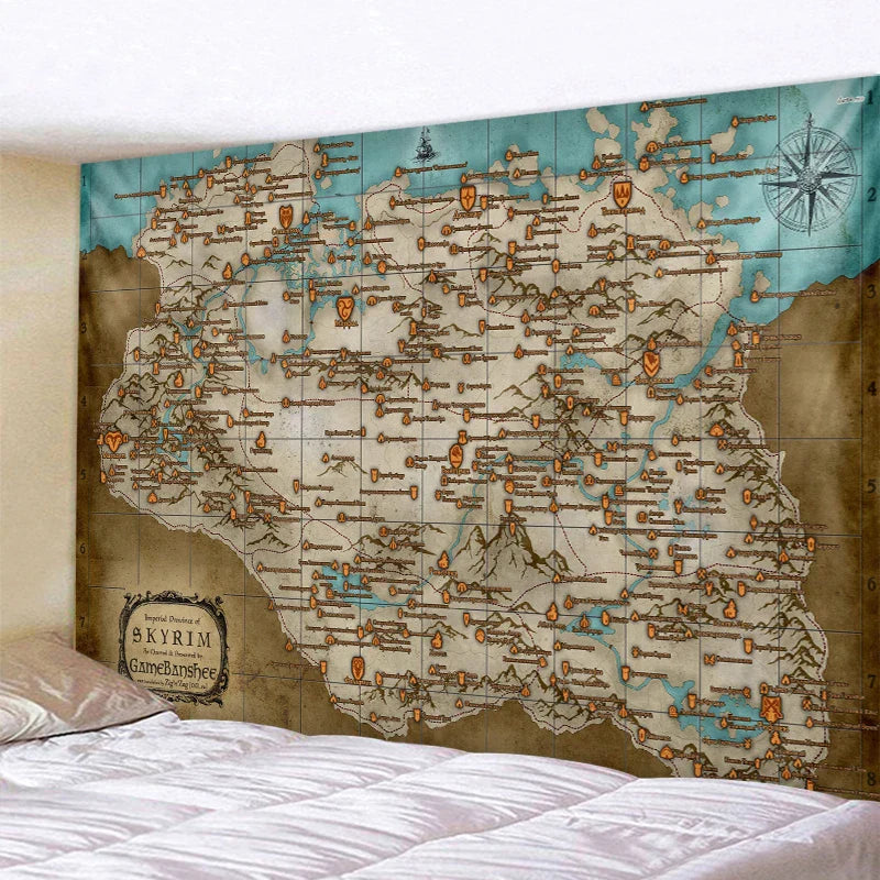 Afralia™ Retro Map Bedroom Tapestry - Bohemian Home Decor Wall Hanging & Blanket