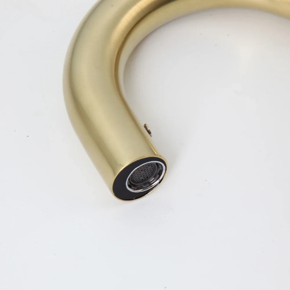 Afralia™ Brushed Gold Touch Sensor Basin Faucet - Automatic Bathroom Sink Mixer Tap