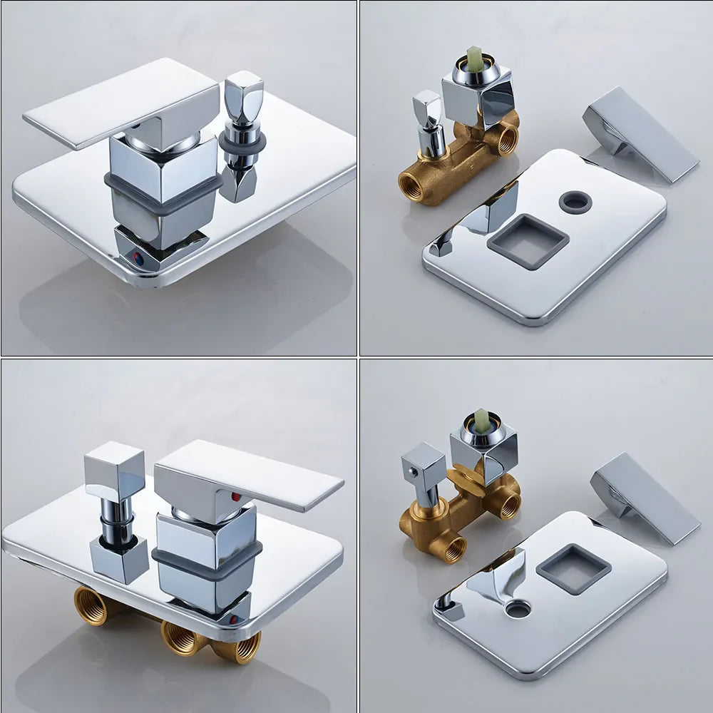 Afralia™ Chrome Rainfall Shower Faucet Set with Tub Spout Mixer Tap